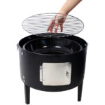 17 Inch Steel Charcoal Smoker, Heavy Duty Round BBQ Grill for Outdoor Cooking, Black - Image 8