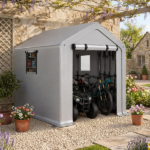 6x10 FT Storage Shed with 2 Roll-up Windows, Heavy Duty Bike Tent - Image 7