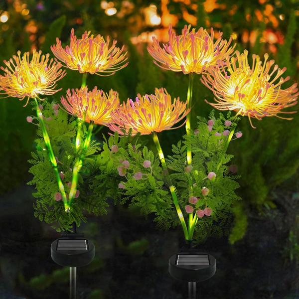 4 Pack Solar Garden Lights Outdoor, Solar Flower Lights for Yard with Lighting Modes, Glowing Flowers & Stems, Auto ON/Off Outdoor Light for Garden Decoration,Yard Decor