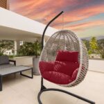 Egg Chair Cushion Hanging Basket Seat Cushion,Thicken Soft Egg Swing Chair Pad,Hanging Egg Chair Cushion with Headrest Red - Image 4