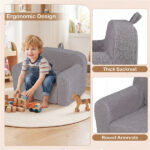 Kids Foam Sofa Chair with Teddy Fleece Fabric, Lightweight Portable Toddler Couch for Ages 3+ (Gray) - Image 6