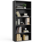 5-Tier Bookshelves with Adjustable Shelves, Floor Standing Bookcase for Home & Office Storage, Black