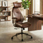 Brown Color Blocking Office Chair with 2D Adjustable Headrest, Ergonomic High-Back Desk Chair 330 lbs Capacity - Image 8