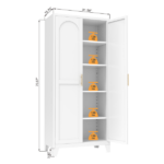 71'' 2 Shapely Doors Cabinet, Metal Storage Cabinet with Doors and Adjustable Shelves, for Bedroom, Living Room, Kitchen(White)-Does not support self pick up - Image 6