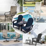 Outdoor Adirondack Chair Cushions – 44x19x4 inch Waterproof Rocking Chair Cushion with 17x19 Ottoman Cushion, Fade & Stain Resistant, Non-Slip Ties for Patio, Garden, Backyard - Image 5