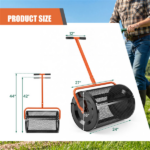 27"×16" Lawn Fertilizer Spreader with Diamond Mesh Clump-Free Garden Compost Spreader - Orange - Image 5
