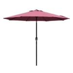 Outdoor 9ft Patio Umbrella with Crank Handle and Push Button Tilt, Outdoor Market Umbrella with 8 Ribs - Burgundy - Image 2