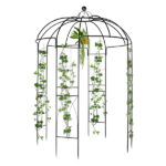 207*207*270cm Courtyard Wrought Iron Gazebo Iron Arch Black - Image 2