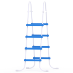 4-Step 52in Iron Pool Ladder (White Frame + Blue Steps) - Image 4