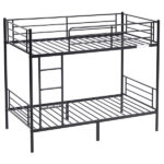 Same Code 12883671 Iron Bed Bunk Bed with Ladder for Kids Twin Size Black