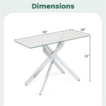 45 Inch Tempered Glass Entryway Table, Silver Chrome Metal Console Table with Adjustable Feet for Home Decor - Image 6