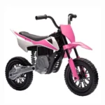 Pink 12V Kids Electric Ride On Motorcycle: with Twist Grip Throttle, Training Wheels, Rear Suspension & Music for Toddlers - Image 2