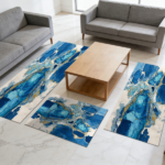 Three-piece kitchen rug set, non-slip and washable, abstract pattern kitchen hallway rug, soft and comfortable, suitable for sinks, floors, entrances, hallways and bathrooms. - Image 12