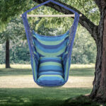 Distinctive Cotton Canvas Hanging Rope Chair with Pillows Blue - Image 16
