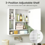2 in 1 Mirrored Bathroom Wall Cabinet, Space-Saving Medicine Cabinet with Hidden Storage & Shelves - White - Image 10