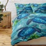 3pcs Sea Turtle Duvet Cover, Blue Ocean Watercolor Sea Turtle Bedding Set, Tropical Underwater Turtle Bedspread with Pillowcases, Coastal Beach Themed Bedroom Decor temu can only be self-picked up - Image 7