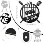 BBQ ZONE Metal Wall Art Sign, Black Grill Themed Iron Decorative Plaque for Backyard Patio Outdoor Barbecue Area, Home Kitchen Wall Hanging Decor , CIFbuy (TikTok/temu self-pickup orders) - Image 3