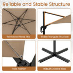 9x8.2FT Cantilever Patio Umbrella, Double-Tier Vented Offset Umbrella for Garden Pool-Brown - Image 6