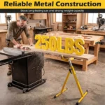 2-Pack Heavy Duty Metal Folding Roller Stand with Edge Guides Portable Woodworking Support - Yellow - Image 11