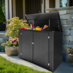 Outdoor Storage Shed, Outdoor Storage Cabinet, Lockable Outdoor Storage Box for Garbage Cans, Lawn Mower and Tools - Image 9