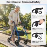 2-in-1 Rollator Walker with Seat (Blue), 8-Inch Large Wheels & Versatile Braking System, Adjustable Height - Image 9