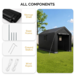 8x10 FT Storage Shed with 2 Roll-up Windows, Heavy Duty Bike Tent - Image 3