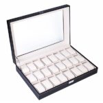 24 Compartments Top-level Opening Style Leather Watch Collection Box Black - Image 6