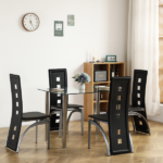 Same Code 65542081 4-seat simple rectangular cylindrical leg table tempered glass stainless steel clear glass 110 * 70 * 75cm - Image 16