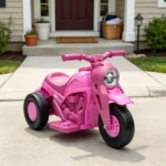 Pink 6V Kids 3-Wheel Electric Ride On Motorcycle: Bubble Car with LED Headlight, Music Function for Children Outdoor Play