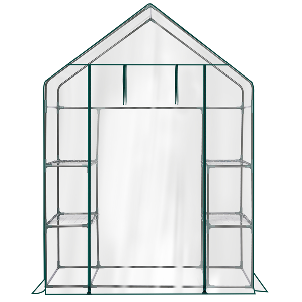 Mini Walk-in Greenhouse with PVC Cover, 4-Shelf Indoor Outdoor Plant Gardening Green House for Garden Backyard, 56" x 29" x 77", Transparent