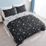 3 Piece Sparkle Black Meteor Shower Printed Duvet Cover Set Twin Size for Home Bedroom Decor - Image 7