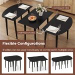 45" Extendable Dining Table Set, 2 Half-Round Tables Convertible to Oval for 4-6 People Black - Image 5
