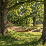 2-Person Polyester Caribbean Hammock with Hardwood Spreader Bars, 600lbs Weight Capacity Double Hammock for Patio Garden-Khaki - Image 2