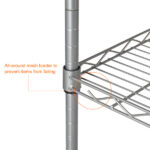 XM-304B Rectangle Carbon Steel Metal Assembly 5-Shelf Storage Rack Silver Gray - Image 29
