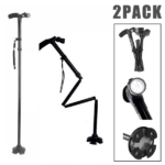2 Pack 5-Levels Adjustable Height Walking Stick Portable Foldable Cane Travel Camping Hiking Walking Cane w/LED Light (US Logistics For USPS/DHL/Fedex/UPS. No designated logistics accepted TK/TMEU only For self-pickup