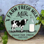 CIFbuy Vintage | Round Metal Tin Sign 8X8 Inch,2D Flat Printed Farm Fresh Milk Retro Dairy Art Decor Classic Farmhouse Style Farm Home TikTok, TikTok, ome Self-pickup Logiopics - Image 6