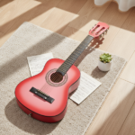Pink 30-inch acoustic guitar with pick, strings, capo, gig bag, tuner and shoulder strap - Image 11