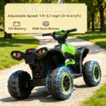 Green 12V Electric Kids ATV – 4 Wheeler Ride On, Dual Motors, High Low Speed, Music & Headlights, 3.7 MPH Top Speed - Image 7
