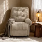 Green Recliner Chair, Overstuffed Armchair, Manual Recliner, Living Room Seating, Reading Chair, Padded Footrest, Home Theater Seating, Ergonomic Lounge Chair, Soft Fabric Recliner, Furniture. - Image 13