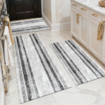 Three-piece kitchen rug set, non-slip and washable, abstract pattern kitchen hallway rug, soft and comfortable, suitable for sinks, floors, entrances, hallways and bathrooms.