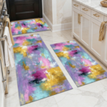 Three-piece kitchen rug set, non-slip and washable, abstract pattern kitchen hallway rug, soft and comfortable, suitable for sinks, floors, entrances, hallways and bathrooms. - Image 16