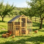 Yellow Large Wooden Chicken Run, for 6-8 Chickens, Waterproof & Anti-UV Cover for Backyard Farm - Image 7