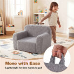 Kids Foam Sofa Chair with Teddy Fleece Fabric, Lightweight Portable Toddler Couch for Ages 3+ (Gray) - Image 4