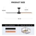 52 inch Modern Ceiling Fan with Lights,Remote Control, 3 Plywood Blades,6-Speed,Dimmable, Noiseless Reversible DC Motor,Indoor/Outdoor Ceiling Fan for Living Room Bedroom patio, 3D-X3[Unable ship on weekends, TK/TEMU only for pickup, only TX10643 warehouse supports GOFO] - Image 2