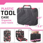 [Same code: 64738747]146-Piece Drill Set with 8V Pink Cordless Drill, Home Tool Kit with Drill, House Repairing Hand Tool Kits with Portable Case, for DIY Home Maintenance - Image 3