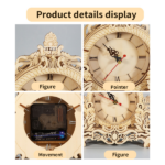 3D Wooden Puzzle Clock Model Kits Building Kits Desktop Clock DIY Architectural Building Blocks Creative Gift Home Decor for Family - Image 5