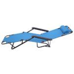 Same Code 75407956 Folding Chaise Lounge Chair for Outdoor, 2-in-1 Portable Tanning Chair with Pillow, Adjustable Recliner Chair for Beach Camping Pool, Blue - Image 11