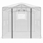 8*12ft Plastic Sprayed Iron Pipe PE Mesh Foldable Greenhouse Shed White - Image 3