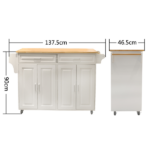 Kitchen Island & Kitchen Cart, Mobile Kitchen Island, Rubber Wood Top, Big & Adjustable Shelf Inside Cabinet for Different Utensils, Luxury Design Fits Party at Different Site. - Image 18