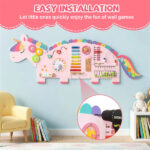 11-in-1 Dinosaur Activity Wall Busy Board Panels-- Wooden Sensory Toy-Pink - Image 7